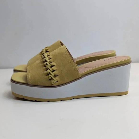 New NYDJ Womens Rory Honey Gold Nubuck Peep-Toe Platform Wedge Sandals Size 8.5 - Picture 5 of 11